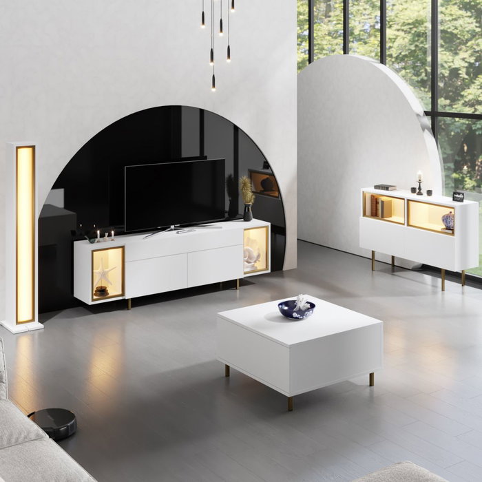 Hanah Home Soporte de TV Zenith Blanco y Dorado